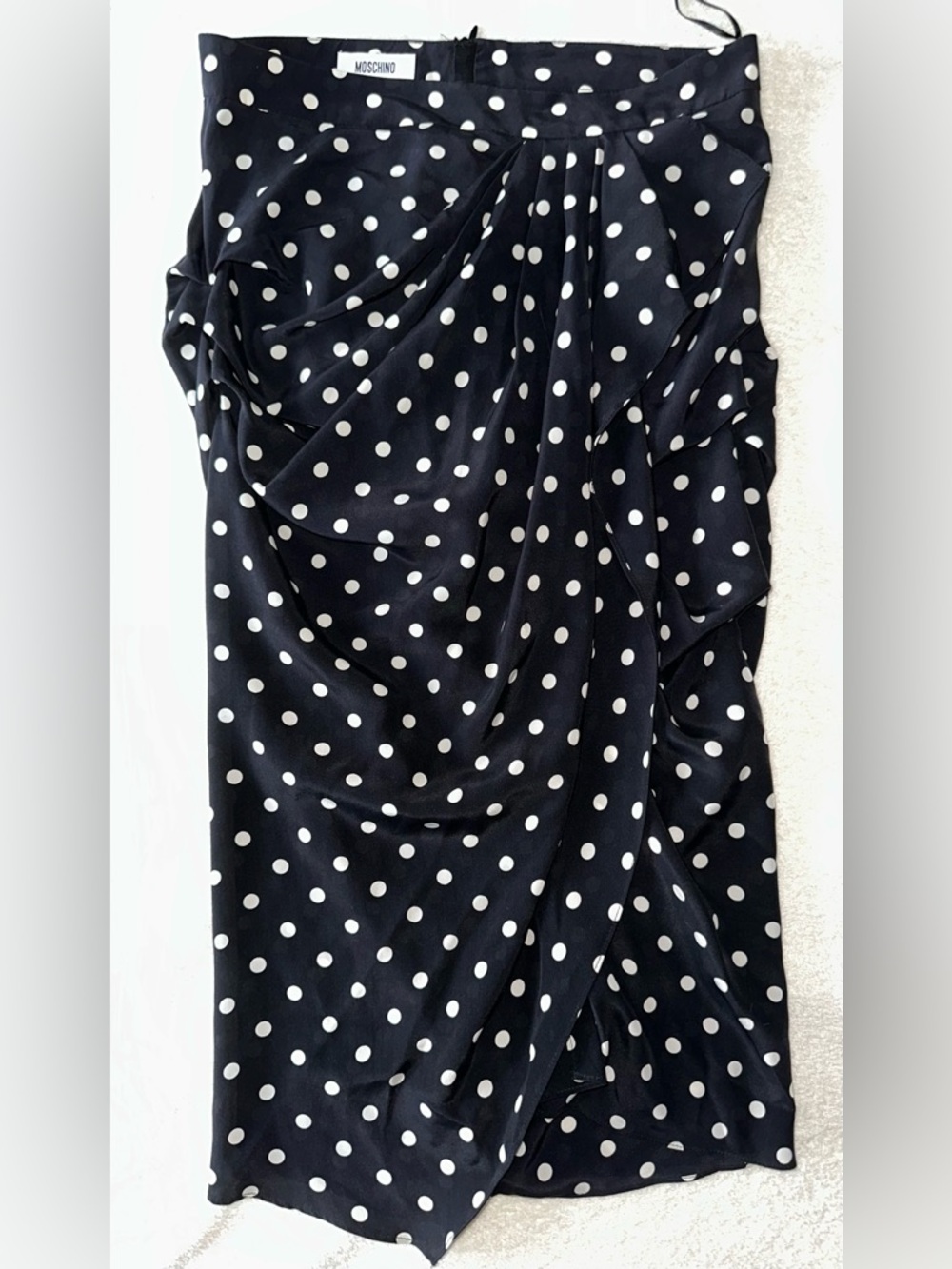 Vintage 90s Moschino Draped Polka Dot Skirt – Rare